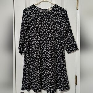 H&M Black Floral Fit & Flare Dress | Size 4